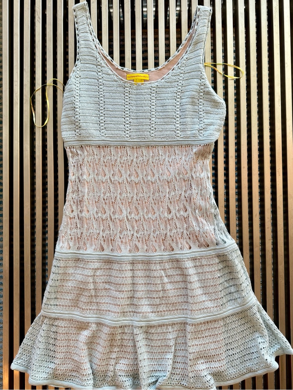 Catherine Malandrino Crochet Lace Knit Sleeveless Dress Cream M